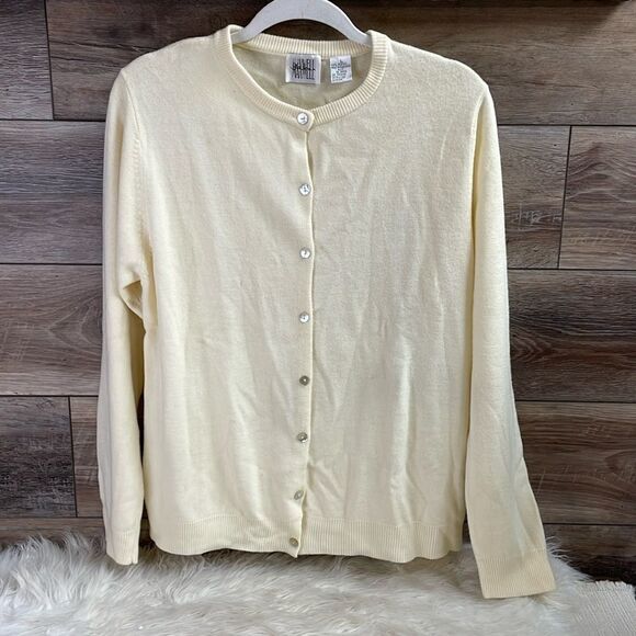 Jason Maxwell Ladies Button Up Sweater Cardigan, Size Large, Cream Off White - Picture 1 of 6